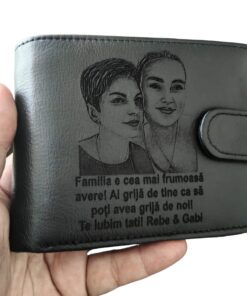 Portofel piele naturala negru cu capsa Sa poti avea grija de noi