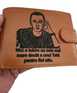 portofel maro coniac cu capsa piele naturala Nici o iubire