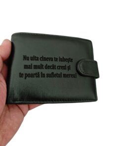 cadou personalizat portofel negru cu capsa Nu uita