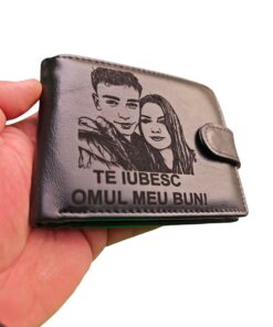 portofel piele negru cu capsa Omul meu
