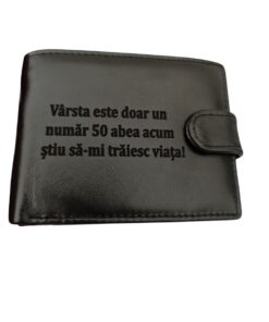 portofel cu text personalizat varsta