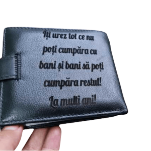 Portofel Personalizat 'La multi ani', barbati, piele naturala , negru 4 Portofel Personalizat 'La multi ani'